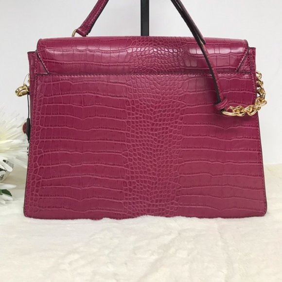 CK Calvin Klein Red Maroon Purse Satchel Pom NEW - Picture 6 of 7